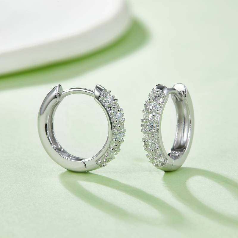 双排对半耳环S925银Moissanite厘石D级0.27ct